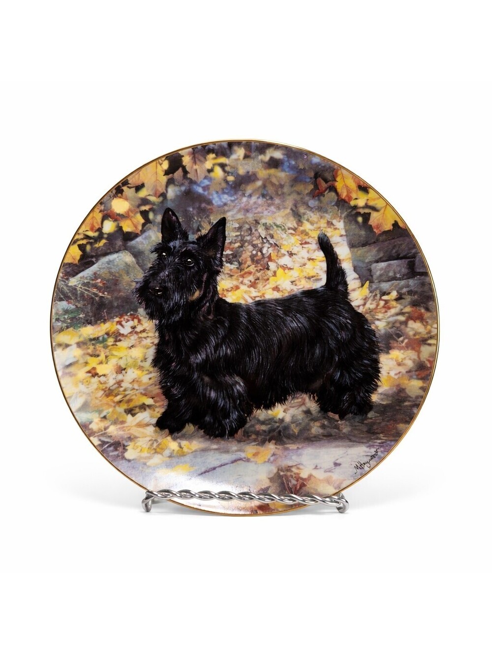 Danbury Mint Scottish Terrier Plate Autumn Explorer Mandie Haywood Scottie Dog